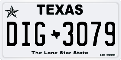 TX license plate DIG3079