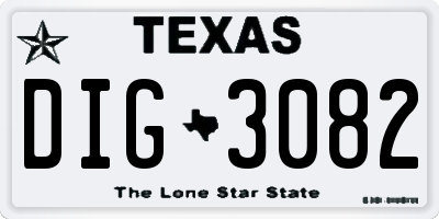 TX license plate DIG3082
