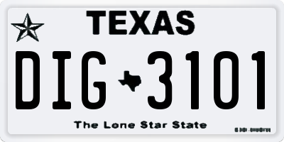 TX license plate DIG3101