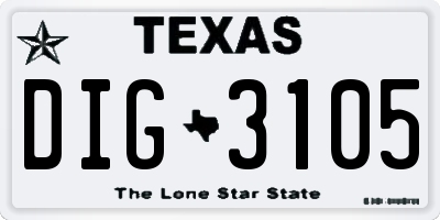 TX license plate DIG3105