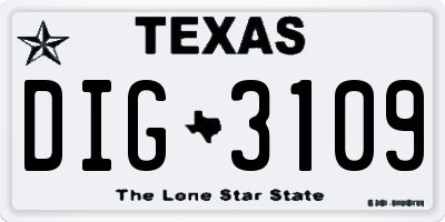 TX license plate DIG3109