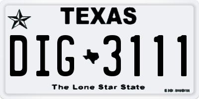 TX license plate DIG3111