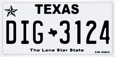 TX license plate DIG3124