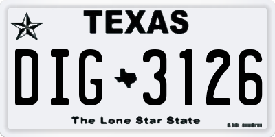 TX license plate DIG3126