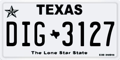 TX license plate DIG3127
