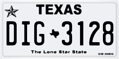TX license plate DIG3128
