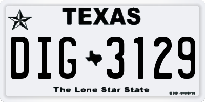 TX license plate DIG3129