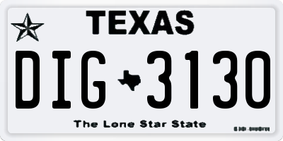 TX license plate DIG3130