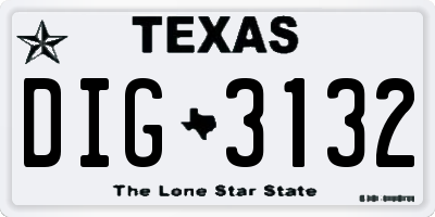 TX license plate DIG3132