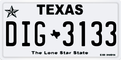 TX license plate DIG3133