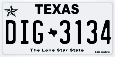 TX license plate DIG3134