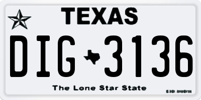 TX license plate DIG3136