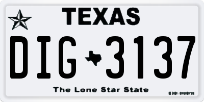 TX license plate DIG3137