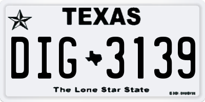 TX license plate DIG3139