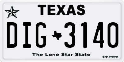 TX license plate DIG3140