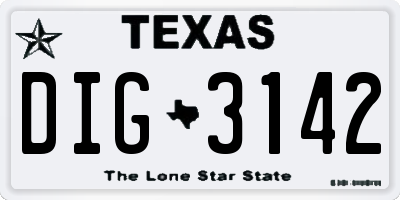 TX license plate DIG3142