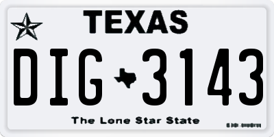 TX license plate DIG3143