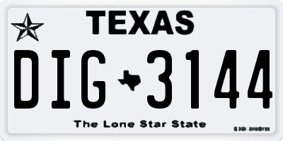 TX license plate DIG3144
