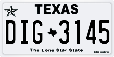 TX license plate DIG3145