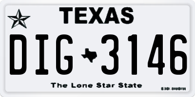 TX license plate DIG3146