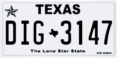TX license plate DIG3147