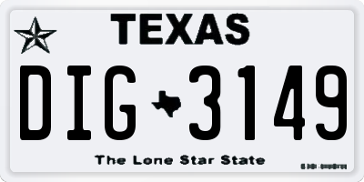 TX license plate DIG3149