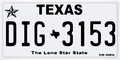 TX license plate DIG3153