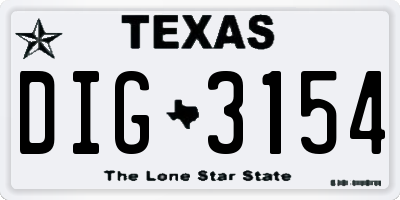 TX license plate DIG3154