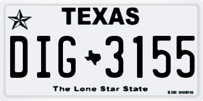 TX license plate DIG3155