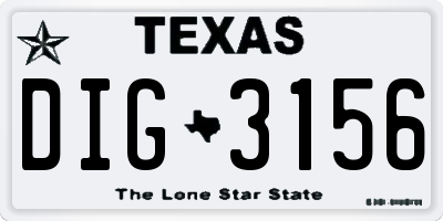 TX license plate DIG3156