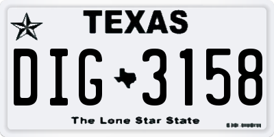 TX license plate DIG3158