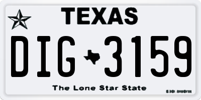 TX license plate DIG3159