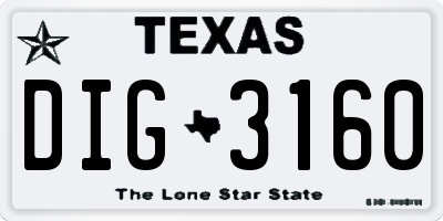TX license plate DIG3160