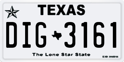 TX license plate DIG3161
