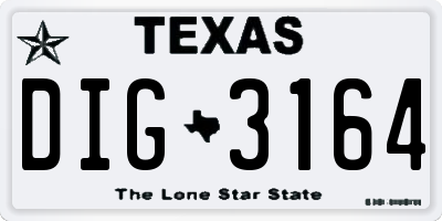 TX license plate DIG3164