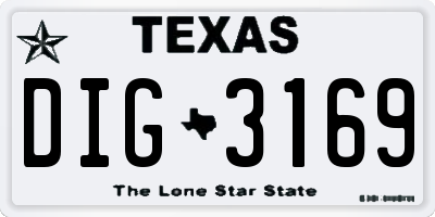TX license plate DIG3169