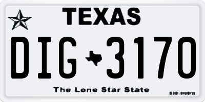 TX license plate DIG3170