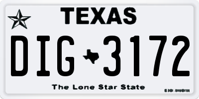 TX license plate DIG3172