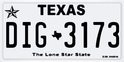 TX license plate DIG3173