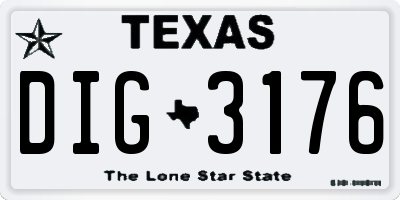 TX license plate DIG3176