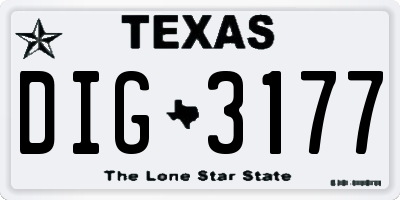 TX license plate DIG3177