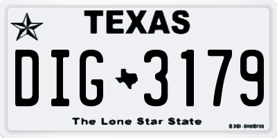 TX license plate DIG3179