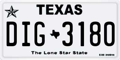 TX license plate DIG3180