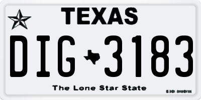TX license plate DIG3183