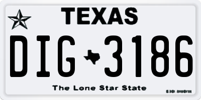 TX license plate DIG3186