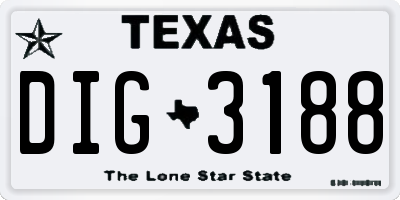 TX license plate DIG3188
