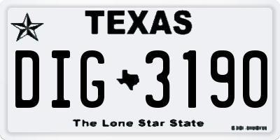 TX license plate DIG3190