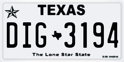 TX license plate DIG3194