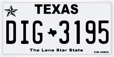 TX license plate DIG3195