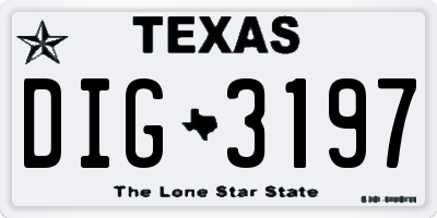 TX license plate DIG3197